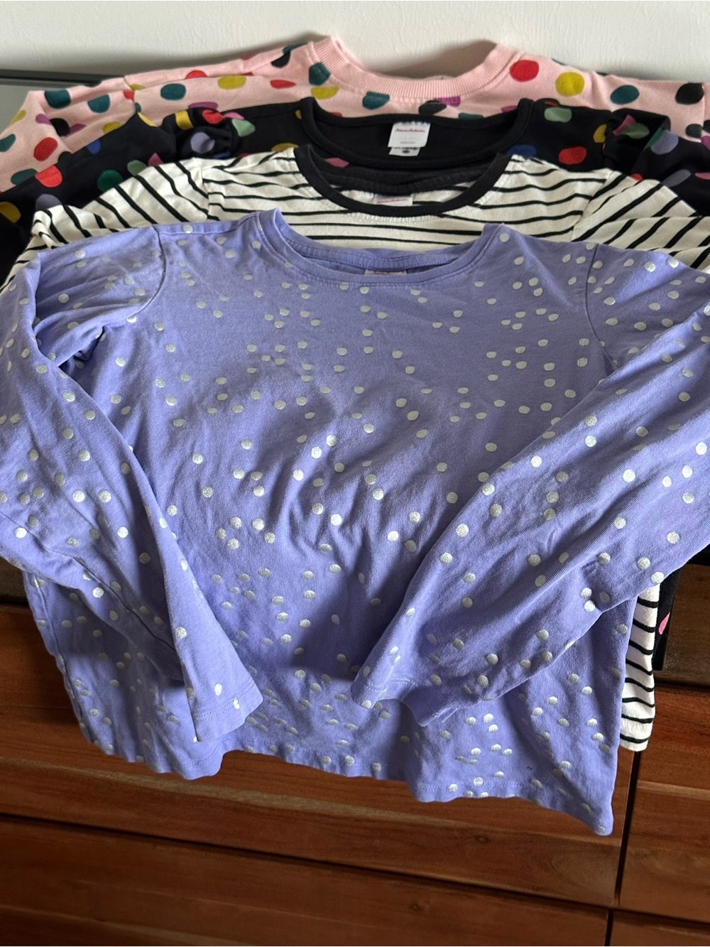 Hanna Andersson Girls' Long Sleeve Mix Pink, Black, White, Lavender Lot of 4 - Picture 7 of 10